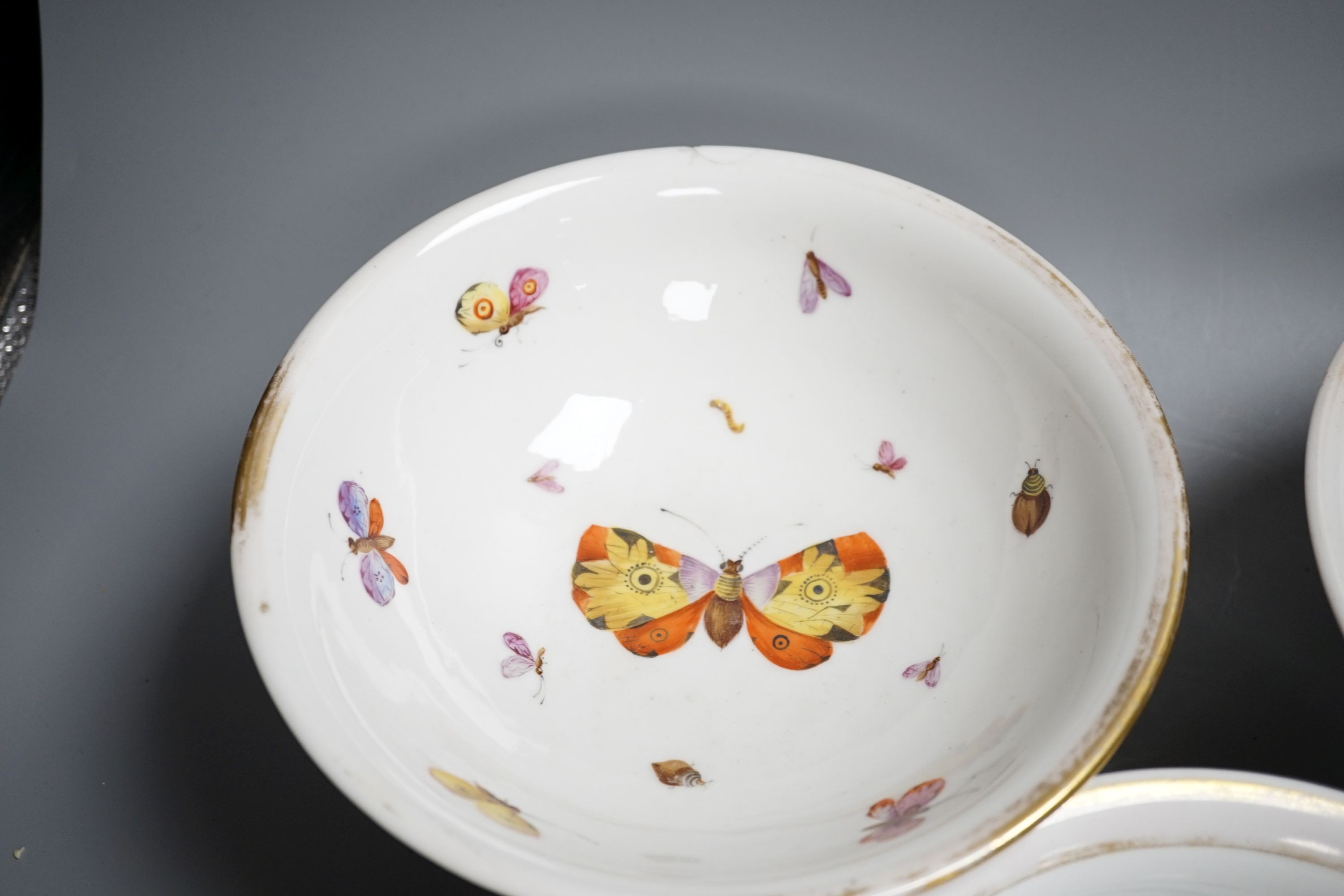 A pair of mid 19th century Paris porcelain ‘butterfly’ comports and similar example (3)